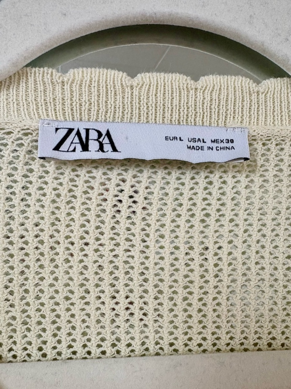 Zara Cream Floral Knit Cardigan with Waist Tie - Picture 3 of 3